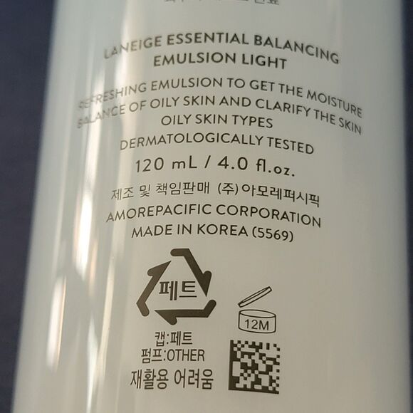 Laneige Essential Balancing Emulsion Light 4 oz / 120 ml NEW Exp 08/26 - Picture 9 of 10